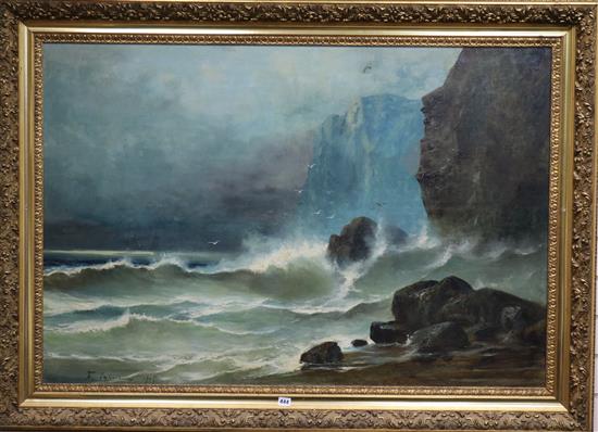W.Richards (F.J.Jamieson) oil on canvas, Loch scene, 40 x 61cm unframed.